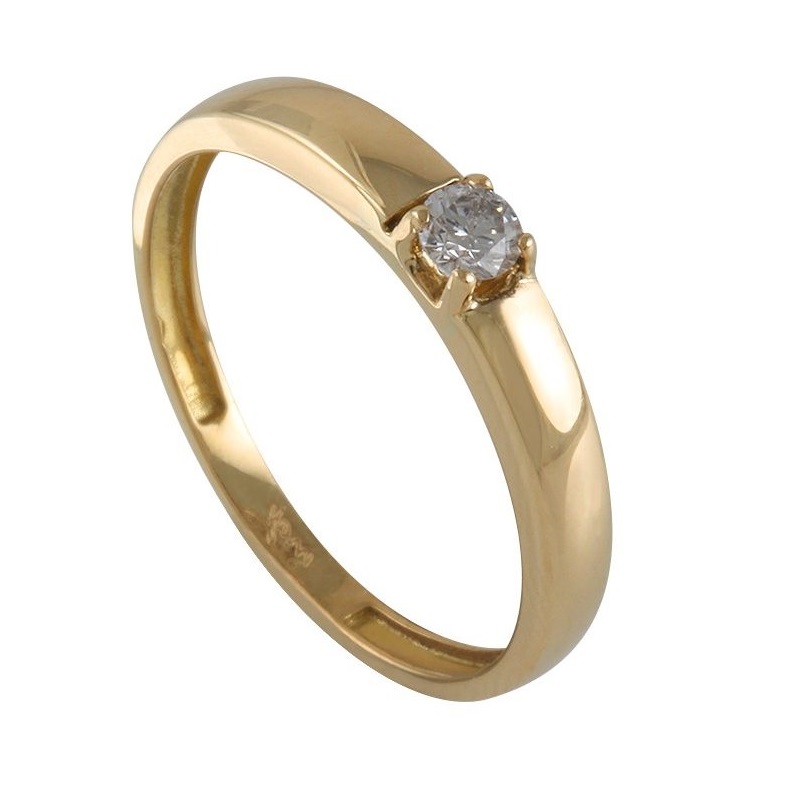 ANILLO SOLITARIO ORO AMARILLO 18K DIAMANTE 0 12ct 19 Mery Satt Joyas