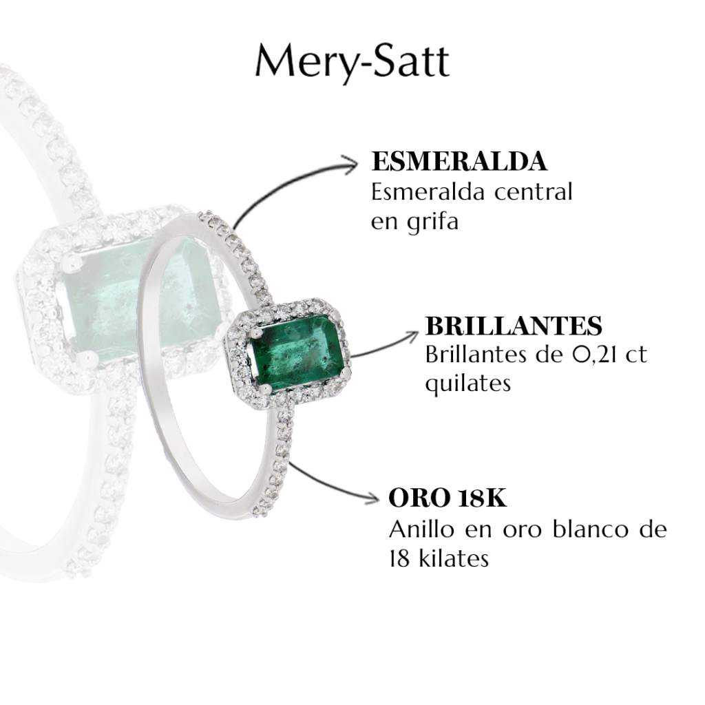 Anillo Esmeralda Oro Blanco Kt Mery Satt Joyas