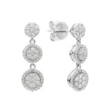 Aros triple oro blanco 18k con brillantes en pavé 0.56CT y tornillo de seguridad.