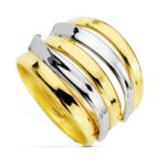 anillo bandas bicolor oro amarillo 18 kilates