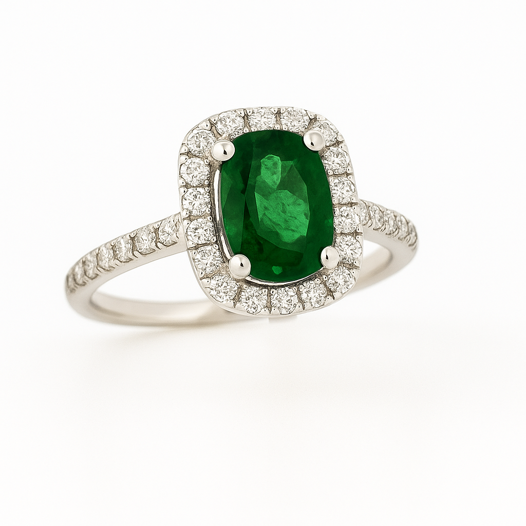 Anillo Esmeralda Y Diamante N13