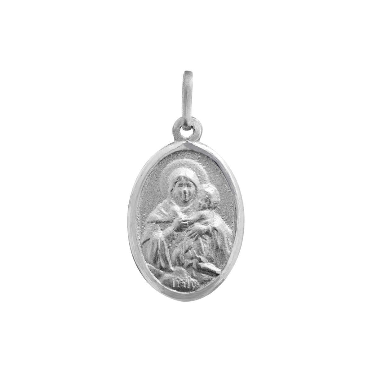 Medalla de la Virgen nuestra Señora de Schoenstatt en forma ovalada, diseñada en plata 925. Mide 20 milímetros.