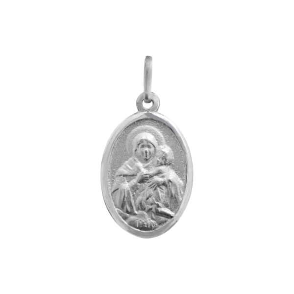 Medalla de la Virgen nuestra Señora de Schoenstatt en forma ovalada, diseñada en plata 925. Mide 20 milímetros.