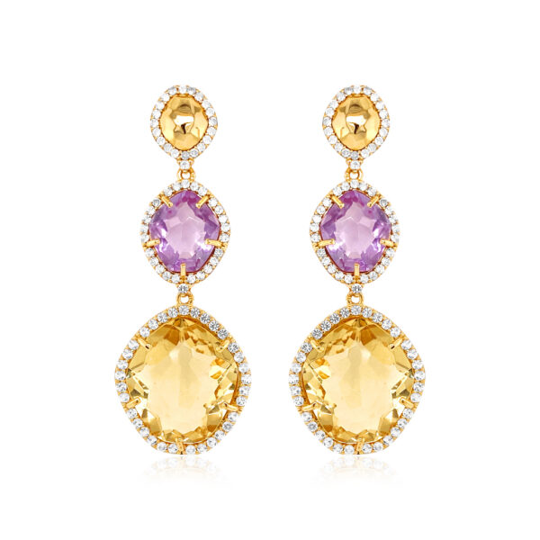 Aros Viana Piedras Naturales Amatista Y Citrino