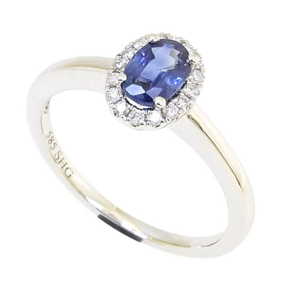 Anillo Oro y Brillantes En Cuerpo 0.28Ct Zafiro Central #14