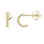 Aros media argolla en oro amarillo 18 kilates con brillantes de 0.16kt de diamante y tornillo de seguridad.