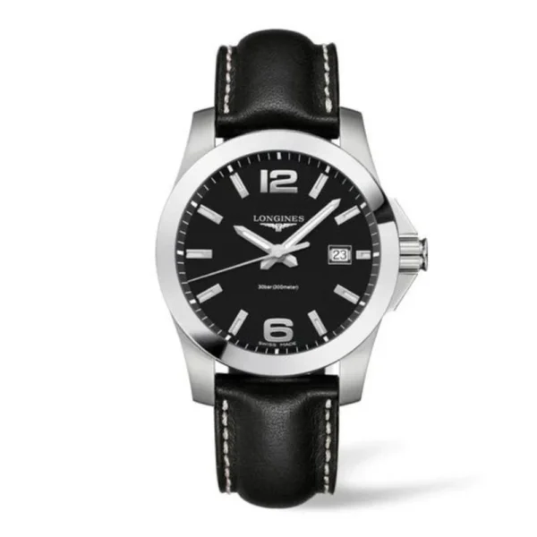 Reloj longines Conquest con cuero negro 38mm