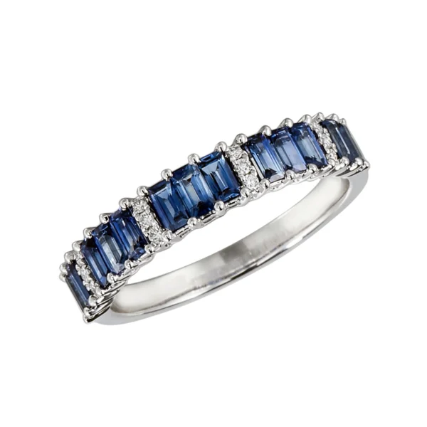 anillo zafiros en baguette y diamantes