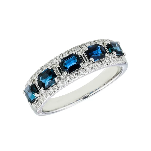 anillo zafiros baguette