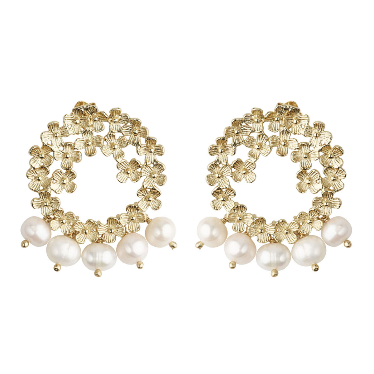 Aros perlas flores