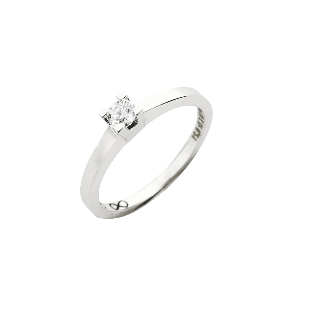 Anillo solitario Oro Blanco 18k