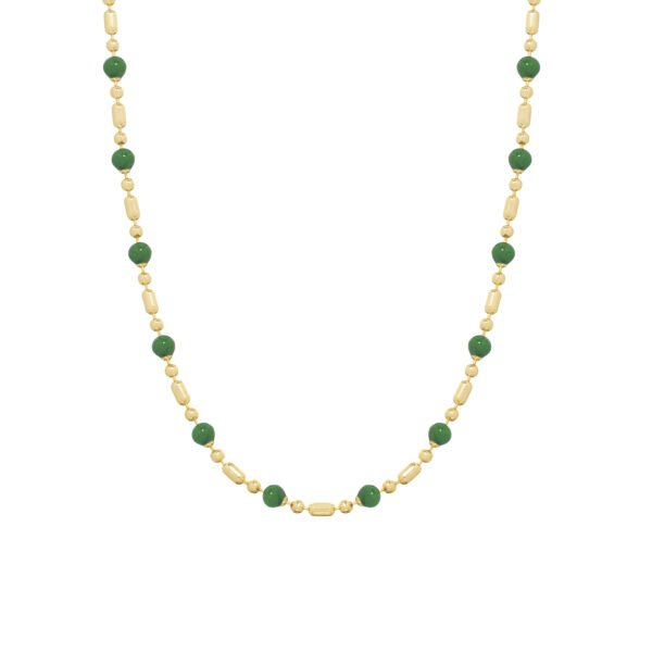 Collar cuentas doradas con Verde