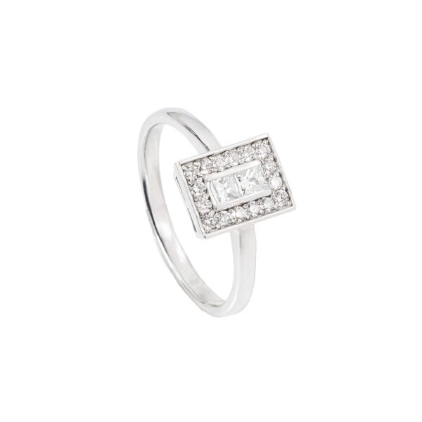 Anillo Oro Blanco Placa Brillantes talla 10