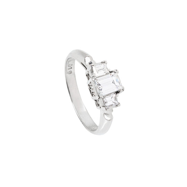 Anillo de Platino tricillo Baguette. Talla 6