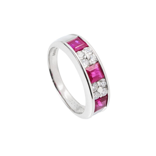 Anillo Medio cintillo de Rubies. Talla 11