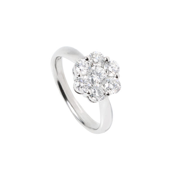 Anillo de Platino Roseta de Diamante. Talla 11