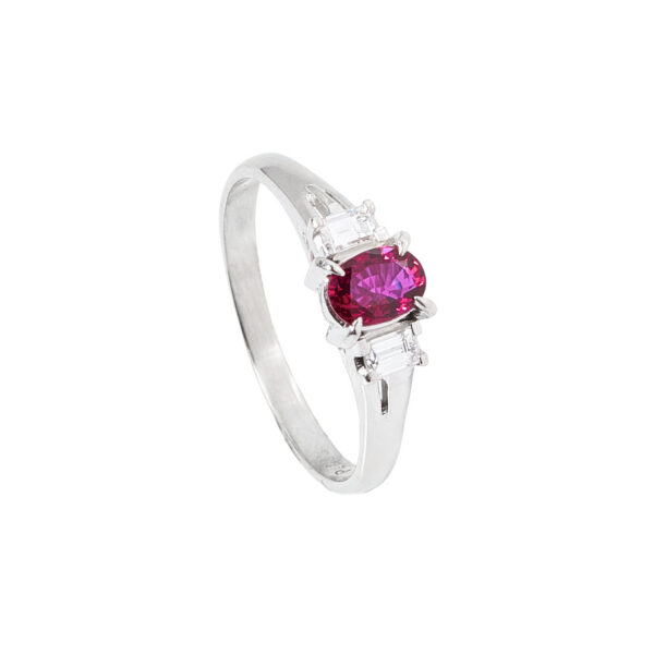 Anillo Rubi y Baguette Talla 14
