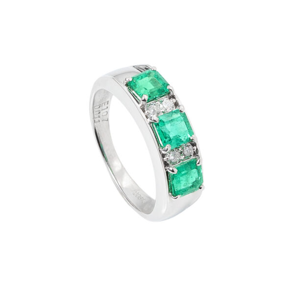 Anillo Medio cintillo esmeraldas Talla 13