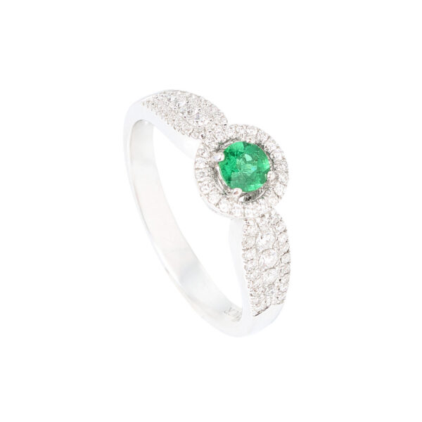 ANILLO ESMERALDA 0.29CT Y DIAMANTES 0.24CT. Talla 13