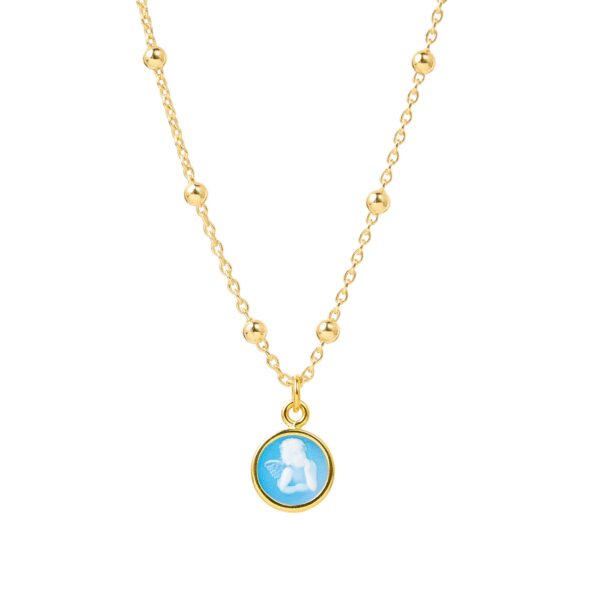 Collar ángel de la guarda en ágata azul