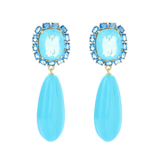 AROS TURQUESA TOP AZUL PLATA DORADA