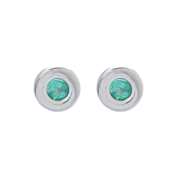 AROS ESMERALDA NATURAL  ORO BLANCO 18 KT