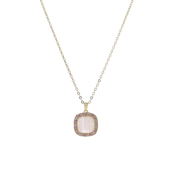 COLGANTE PLATA DORADA CUARZO ROSA