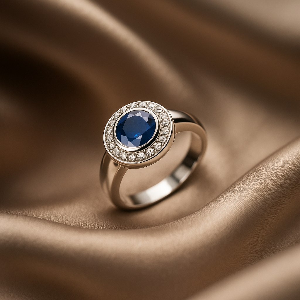 anillo, zafiro, bisel