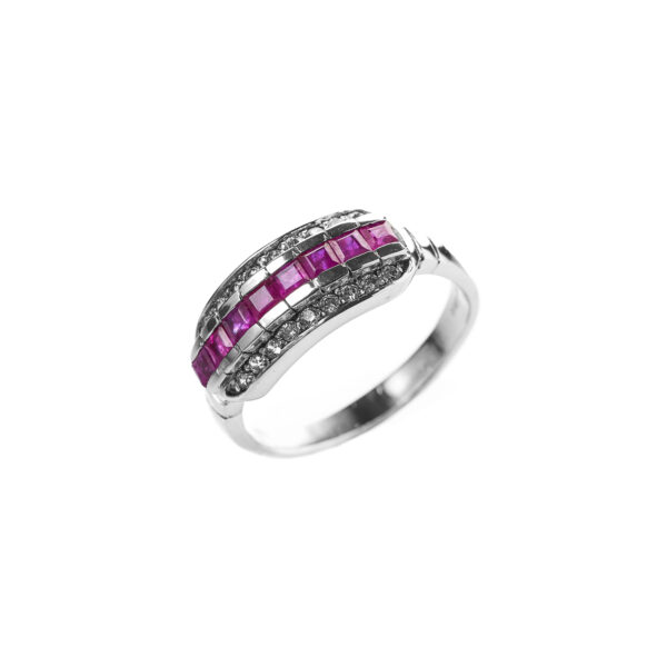 Anillo Medio Cintillo Rubies Naturales #16