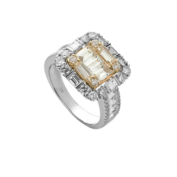 Anillo Diamantes en Baguette Bicolor #11