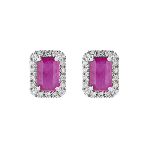 Aros de Rubies Oro Blanco 18k
