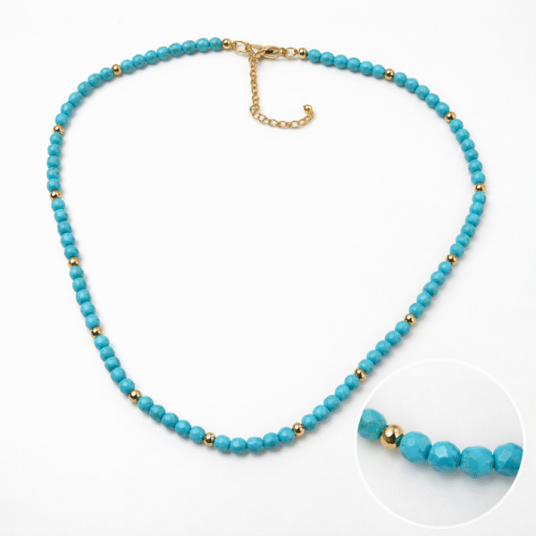 COLLAR TURQUESA NATURAL GOLDFILLED