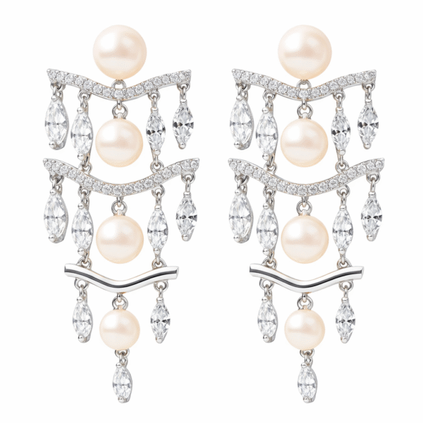 AROS ESTILO CHANDELIER DE PERLAS Y CZ