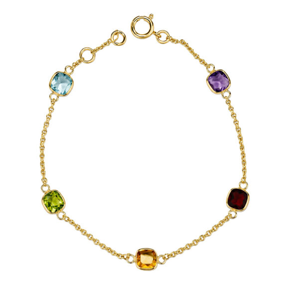 PULSERA MULTIPIEDRAS MOSAICO ORO 18K
