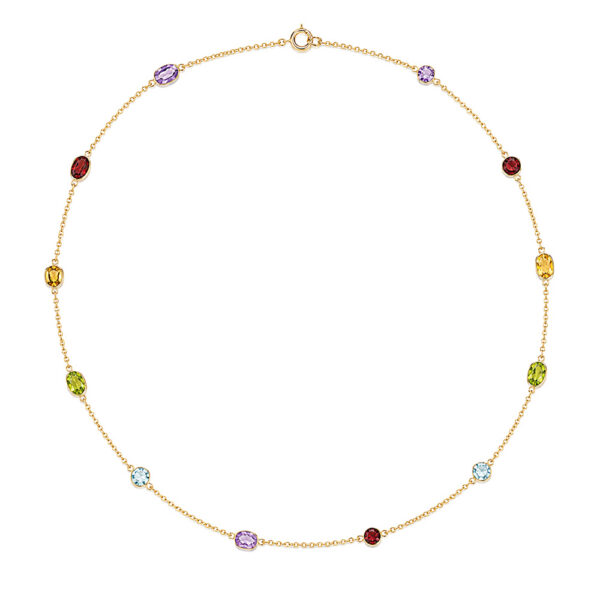 COLLAR MULTIPIEDRAS SEMIPRECIOSAS MOSAICO ORO 18K