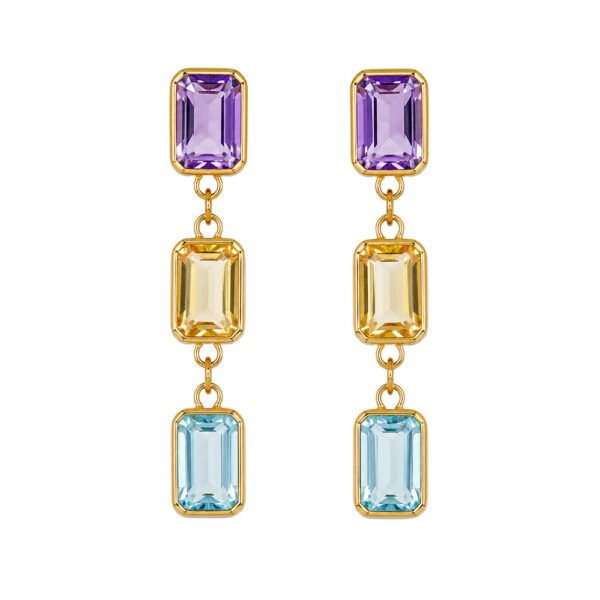 AROS MULTIPIEDRAS SEMIPRECIOSAS MOSAICO ORO 18K