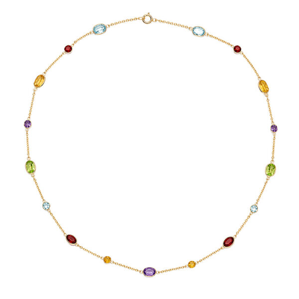 COLLAR MULTIPIEDRAS SEMIPRECIOSAS MOSAICO ORO 18k