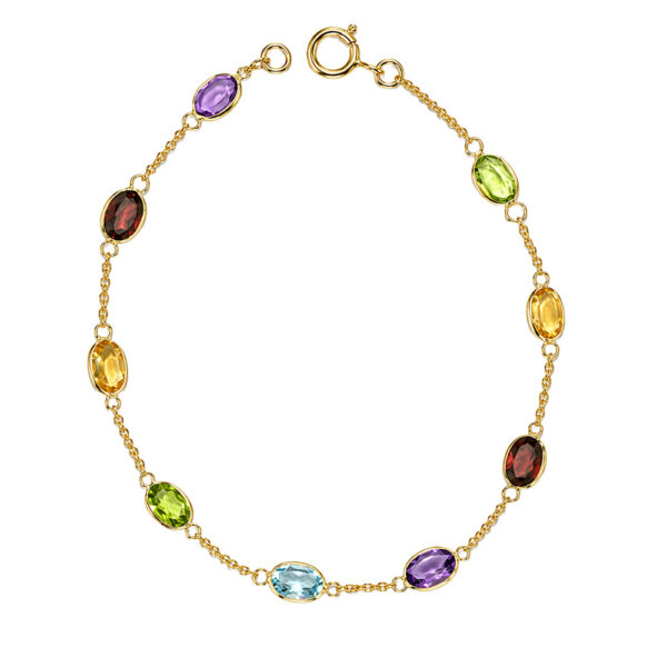 PULSERA MULTIPIEDRAS MOSAICO ORO 18K