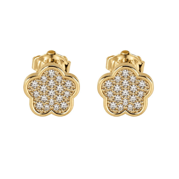 Aros de Flor con circonita dorada